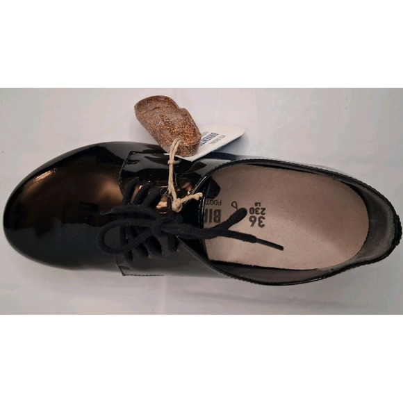 Birkenstock Saunders black patent leather flats oxfords lace up shoes Sz W 5-5.5 - Picture 7 of 15